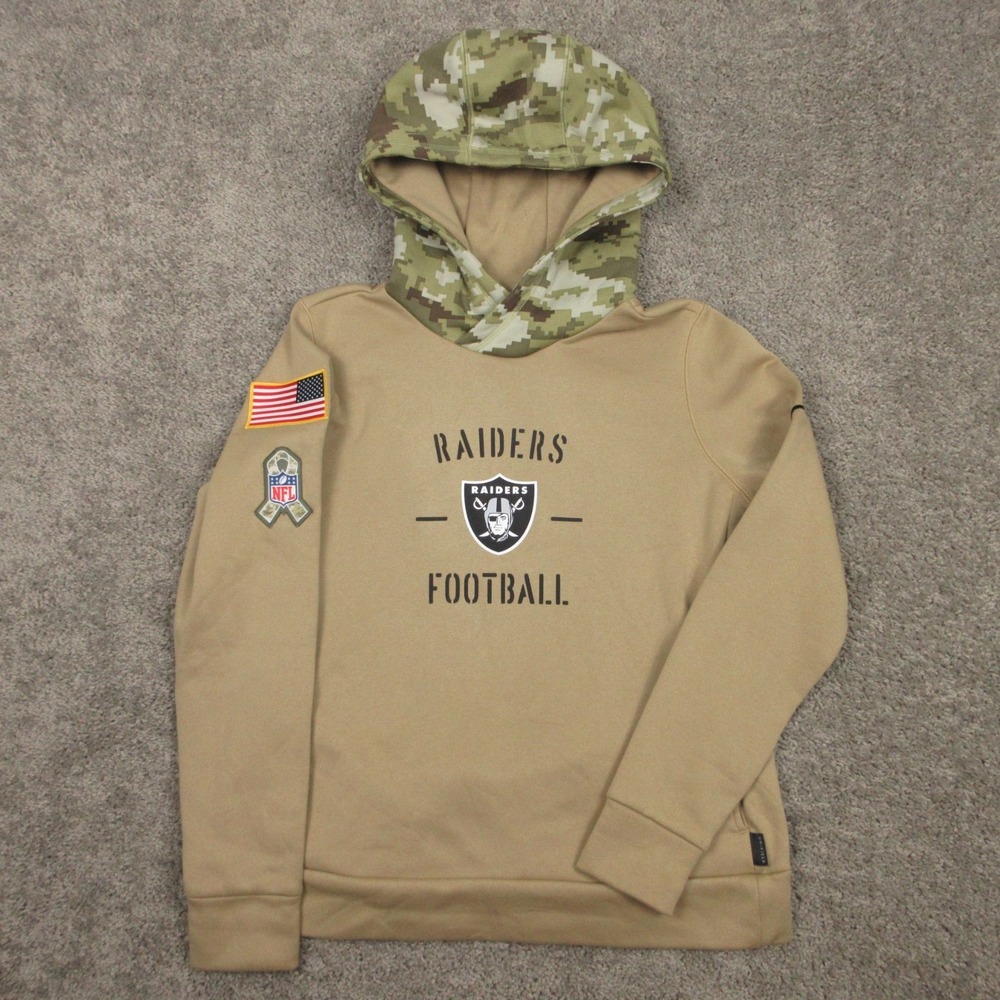 Las Vegas Raiders Sweater Womens Large Tan Nike NFL On Field Salute To Service